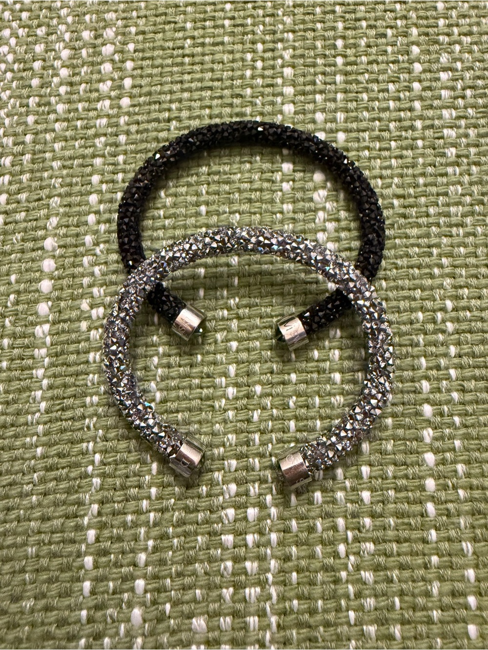 Swarovski Crystal  Cuff Bracelets - Black and Silver (selling the set)